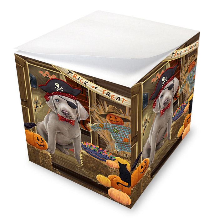 Enter at Own Risk Trick or Treat Halloween Weimaraner Dog Note Cube NOC53331