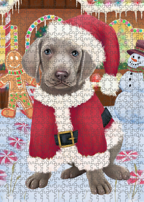 Christmas Gingerbread House Candyfest Weimaraner Dog Puzzle with Photo Tin PUZL94560