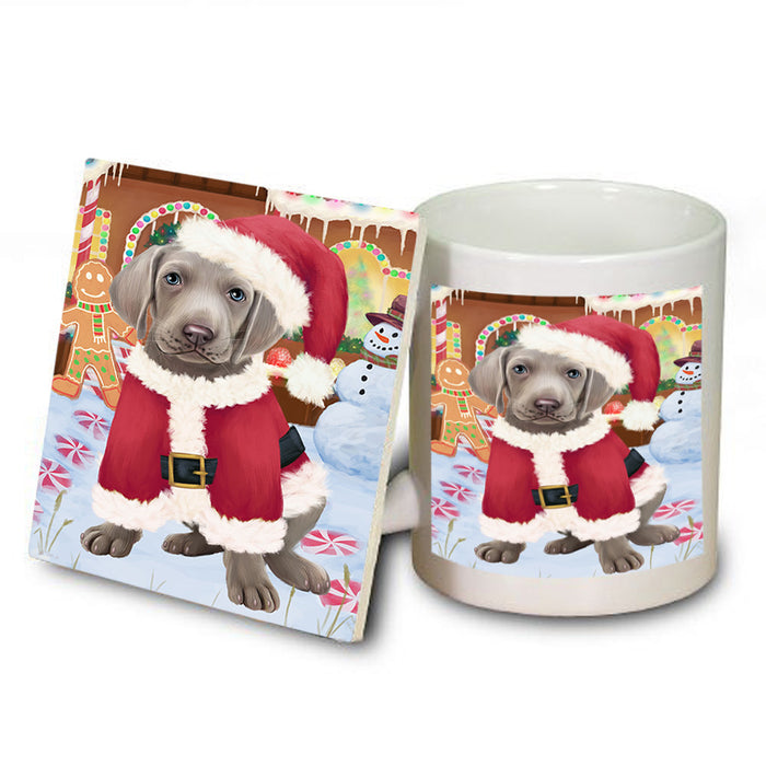 Christmas Gingerbread House Candyfest Weimaraner Dog Mug and Coaster Set MUC56582