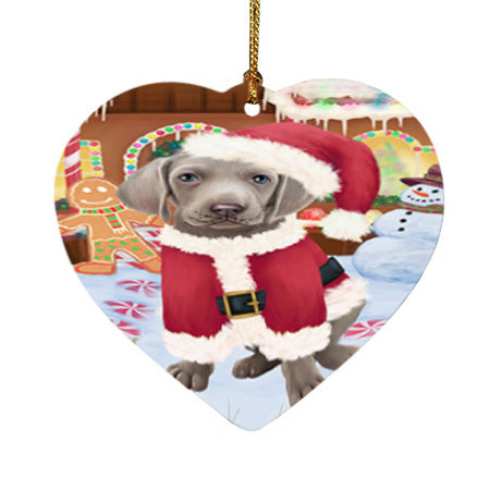 Christmas Gingerbread House Candyfest Weimaraner Dog Heart Christmas Ornament HPOR56946