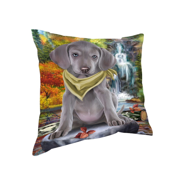 Scenic Waterfall Weimaraner Dog Pillow PIL64316