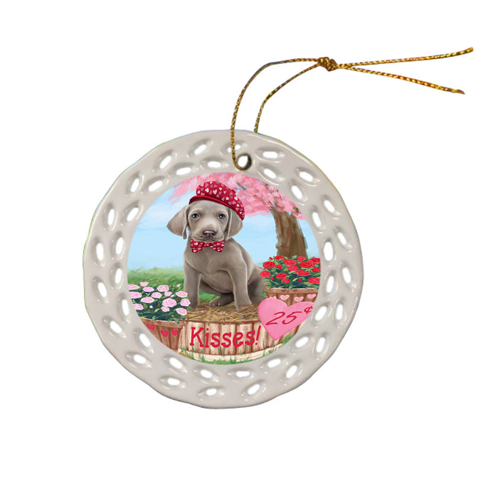 Rosie 25 Cent Kisses Weimaraner Dog Ceramic Doily Ornament DPOR56617