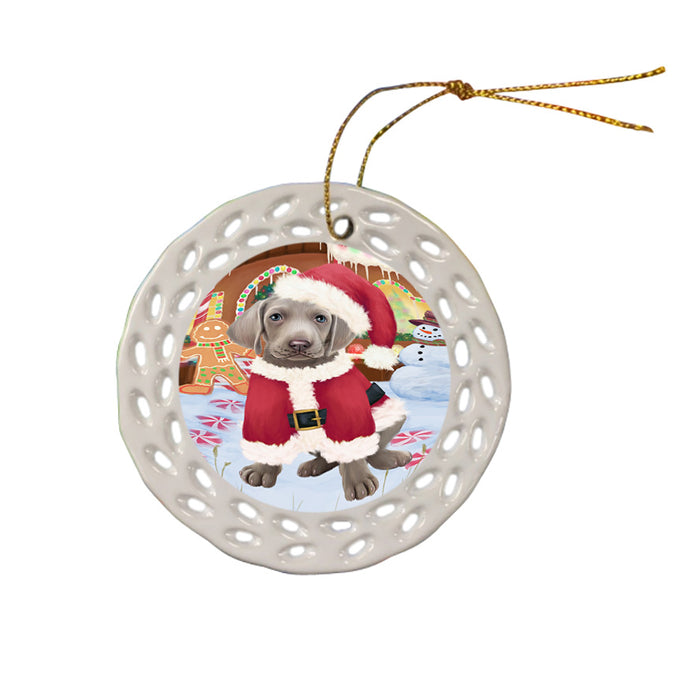 Christmas Gingerbread House Candyfest Weimaraner Dog Ceramic Doily Ornament DPOR56946