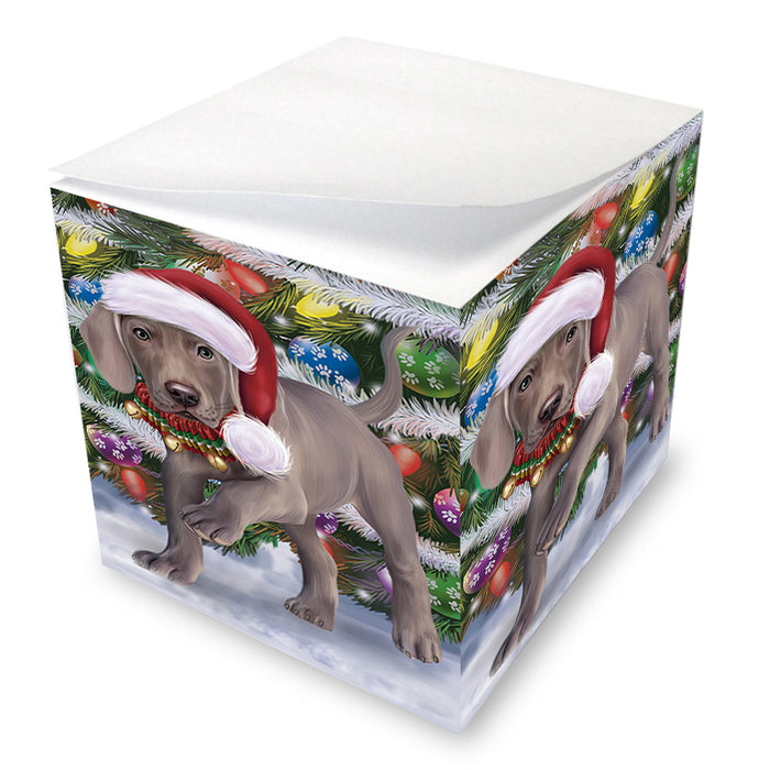 Trotting in the Snow Weimaraner Dog Note Cube NOC56249
