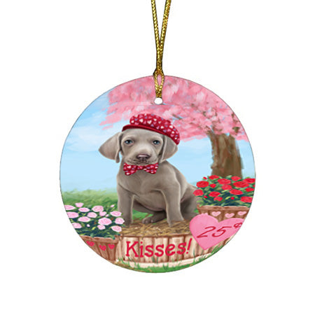 Rosie 25 Cent Kisses Weimaraner Dog Round Flat Christmas Ornament RFPOR56617