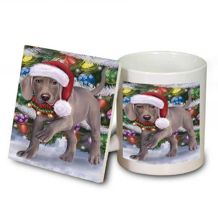 Trotting in the Snow Weimaraner Dog Mug and Coaster Set MUC54595