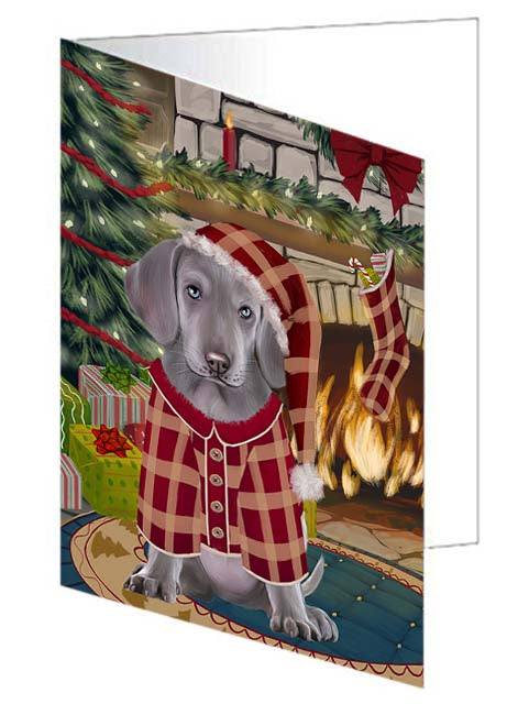 The Stocking was Hung Weimaraner Dog Handmade Artwork Assorted Pets Greeting Cards and Note Cards with Envelopes for All Occasions and Holiday Seasons GCD71471