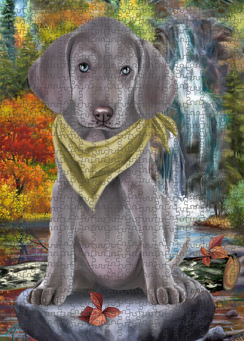 Scenic Waterfall Weimaraner Dog Puzzle with Photo Tin PUZL60051