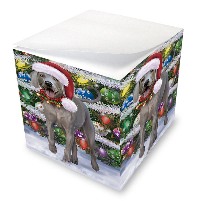 Trotting in the Snow Weimaraner Dog Note Cube NOC56250