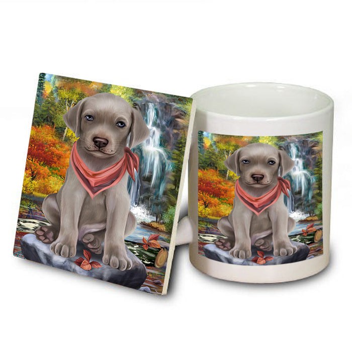 Scenic Waterfall Weimaraner Dog Mug and Coaster Set MUC51981