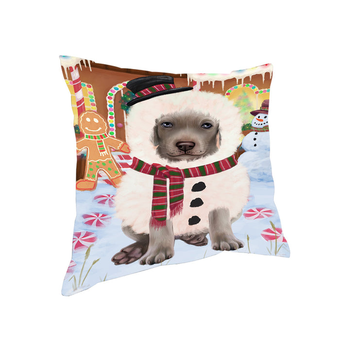 Christmas Gingerbread House Candyfest Weimaraner Dog Pillow PIL80656