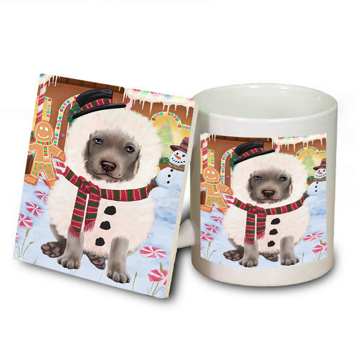 Christmas Gingerbread House Candyfest Weimaraner Dog Mug and Coaster Set MUC56583