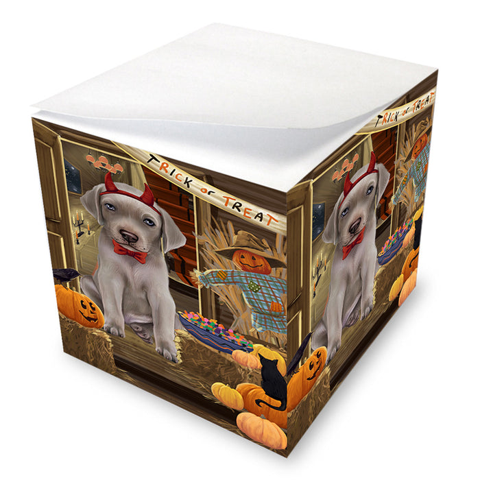 Enter at Own Risk Trick or Treat Halloween Weimaraner Dog Note Cube NOC53332