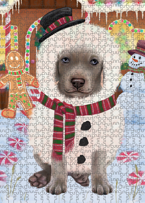 Christmas Gingerbread House Candyfest Weimaraner Dog Puzzle with Photo Tin PUZL94564