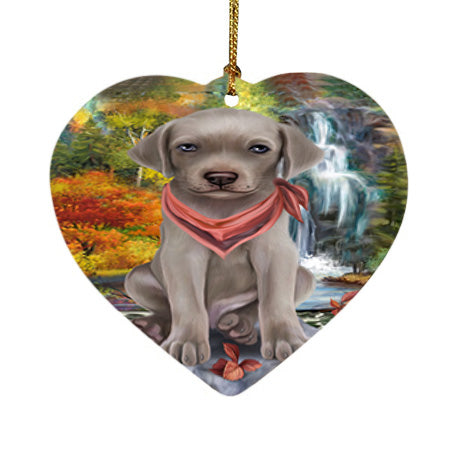 Scenic Waterfall Weimaraner Dog Heart Christmas Ornament HPOR51989