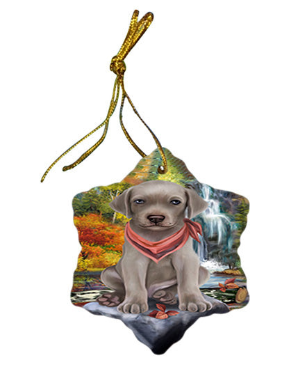 Scenic Waterfall Weimaraner Dog Star Porcelain Ornament SPOR51980