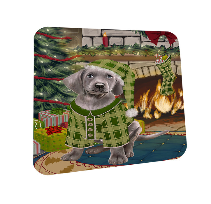 The Stocking was Hung Weimaraner Dog Coasters Set of 4 CST55611
