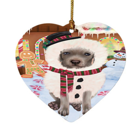 Christmas Gingerbread House Candyfest Weimaraner Dog Heart Christmas Ornament HPOR56947