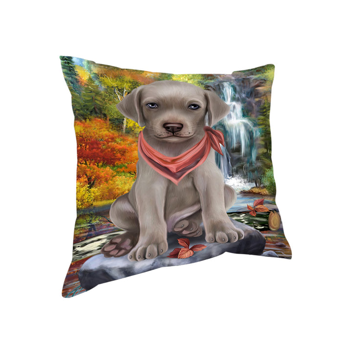 Scenic Waterfall Weimaraner Dog Pillow PIL64320