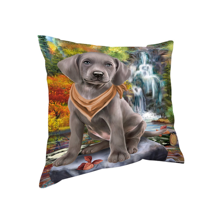 Scenic Waterfall Weimaraner Dog Pillow PIL64324