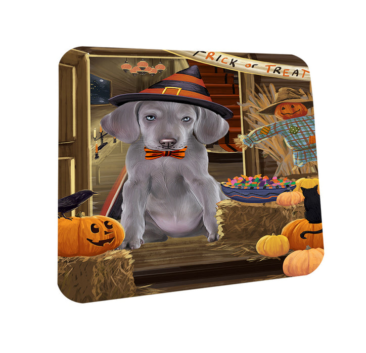 Enter at Own Risk Trick or Treat Halloween Weimaraner Dog Coasters Set of 4 CST53291