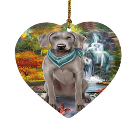 Scenic Waterfall Weimaraner Dog Heart Christmas Ornament HPOR51991