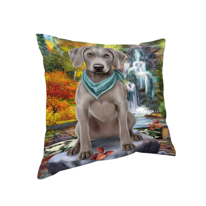 Scenic Waterfall Weimaraner Dog Pillow PIL64328