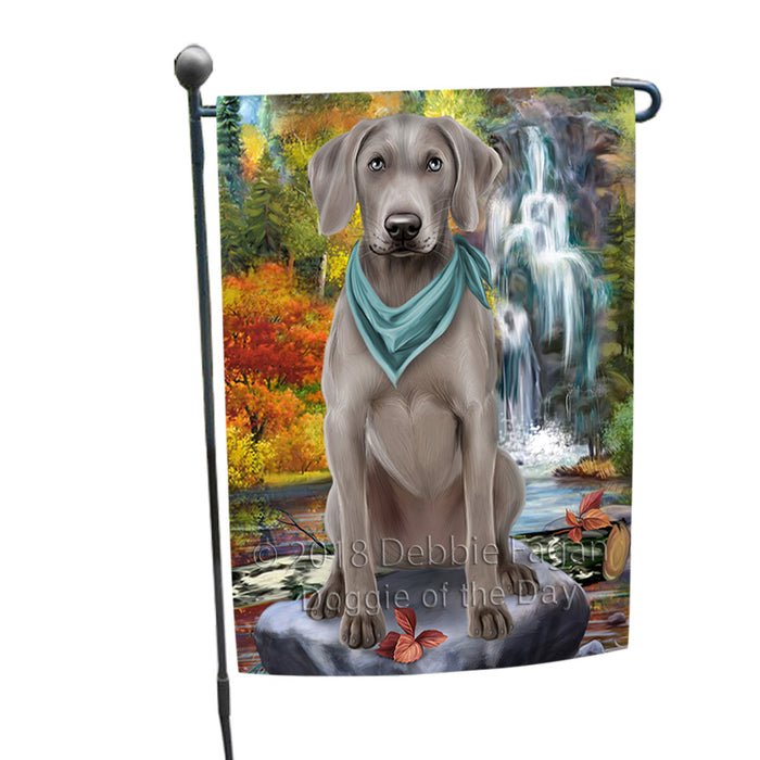 Scenic Waterfall Weimaraner Dog Garden Flag GFLG51988