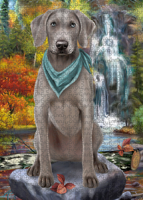 Scenic Waterfall Weimaraner Dog Puzzle with Photo Tin PUZL60060