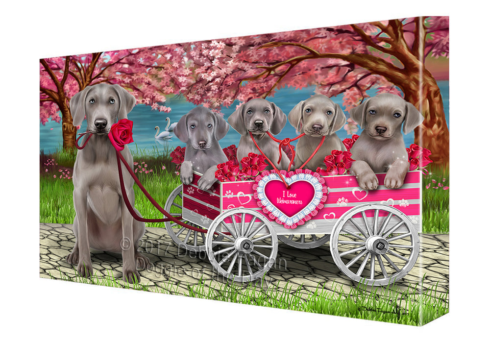 I Love Weimaraners Dog in a Cart Canvas Wall Art CVS49584