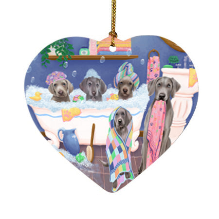 Rub A Dub Dogs In A Tub Weimaraners Dog Heart Christmas Ornament HPOR57189