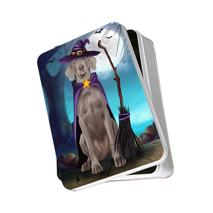 Happy Halloween Trick or Treat Weimaraner Dog Witch Photo Storage Tin PITN52571