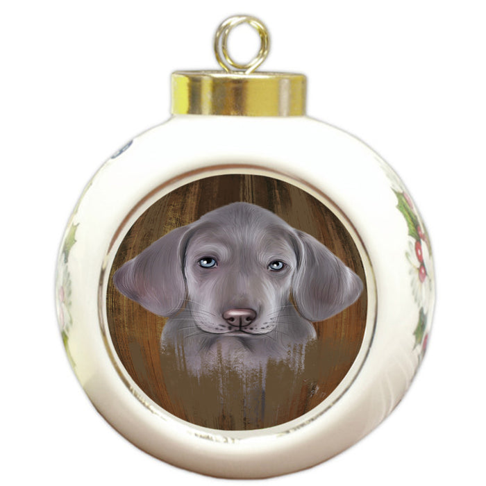 Rustic Weimaraner Dog Round Ball Christmas Ornament RBPOR49595