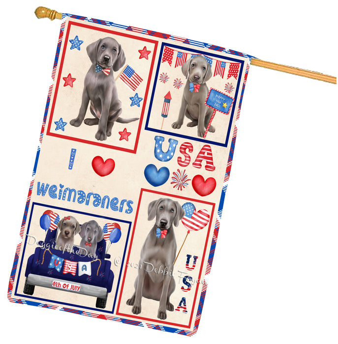 4th of July Independence Day I Love USA Weimaraner Dogs House flag FLG67009