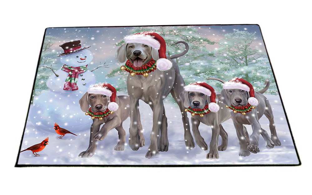 Christmas Running Family Dogs Weimaraners Dog Floormat FLMS54556
