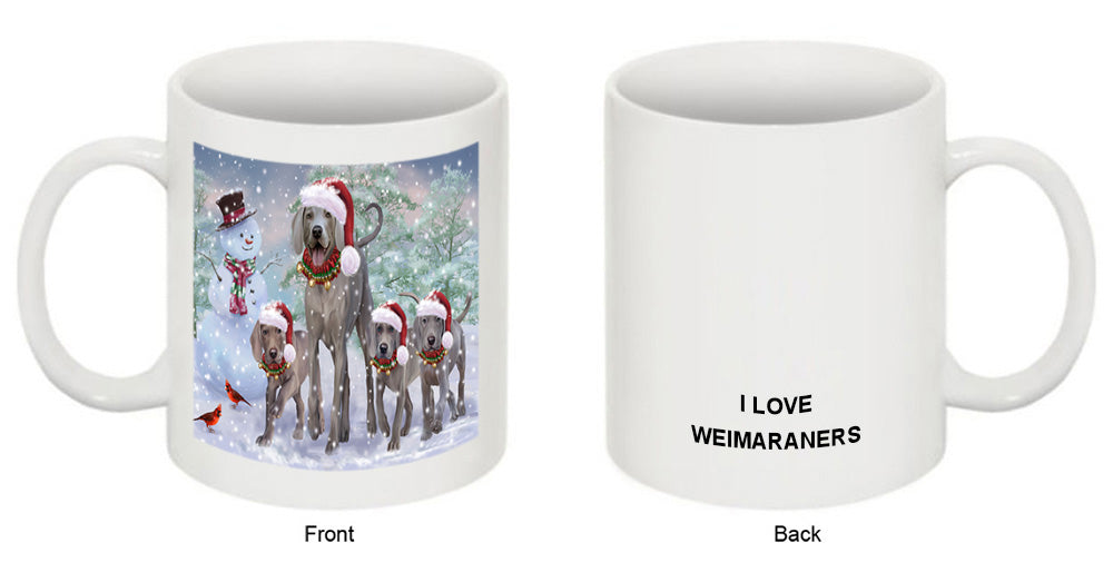 Christmas Running Family Dogs Weimaraners Dog Coffee Mug MUG49626