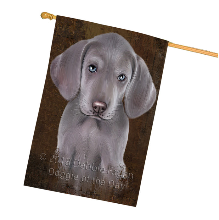 Rustic Weimaraner Dog House Flag FLG54697