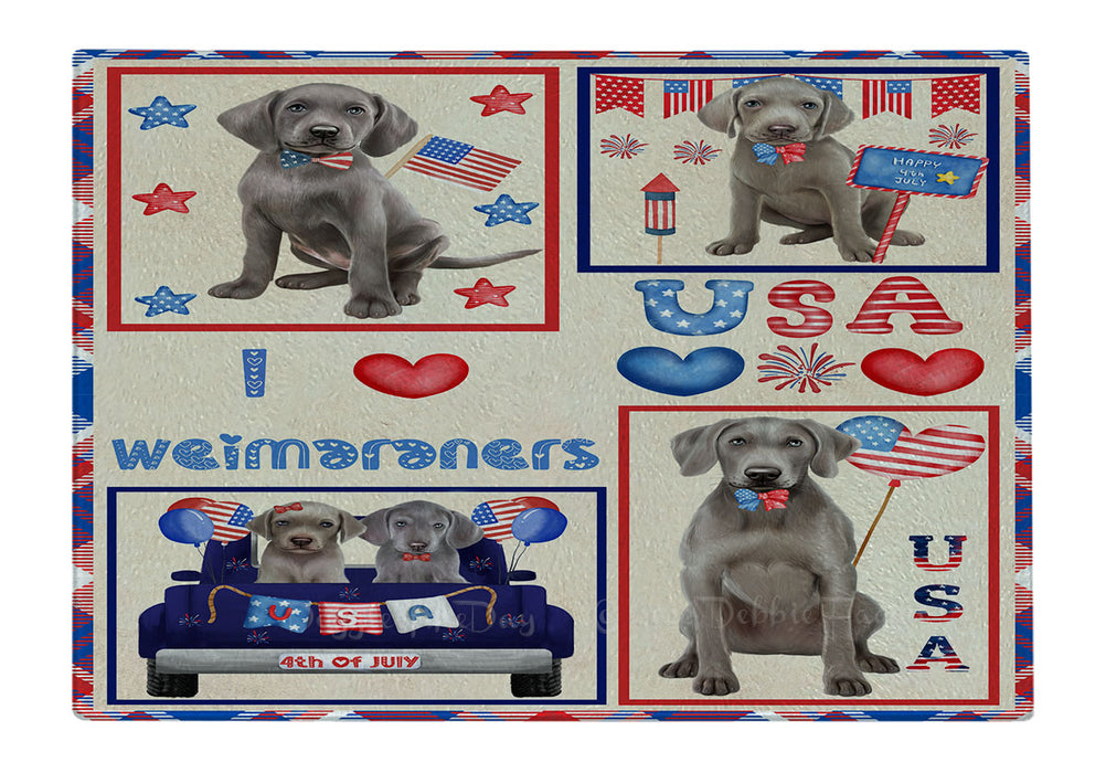 4th of July Independence Day I Love USA Weimaraner Dogs Cutting Board - For Kitchen - Scratch & Stain Resistant - Designed To Stay In Place - Easy To Clean By Hand - Perfect for Chopping Meats, Vegetables