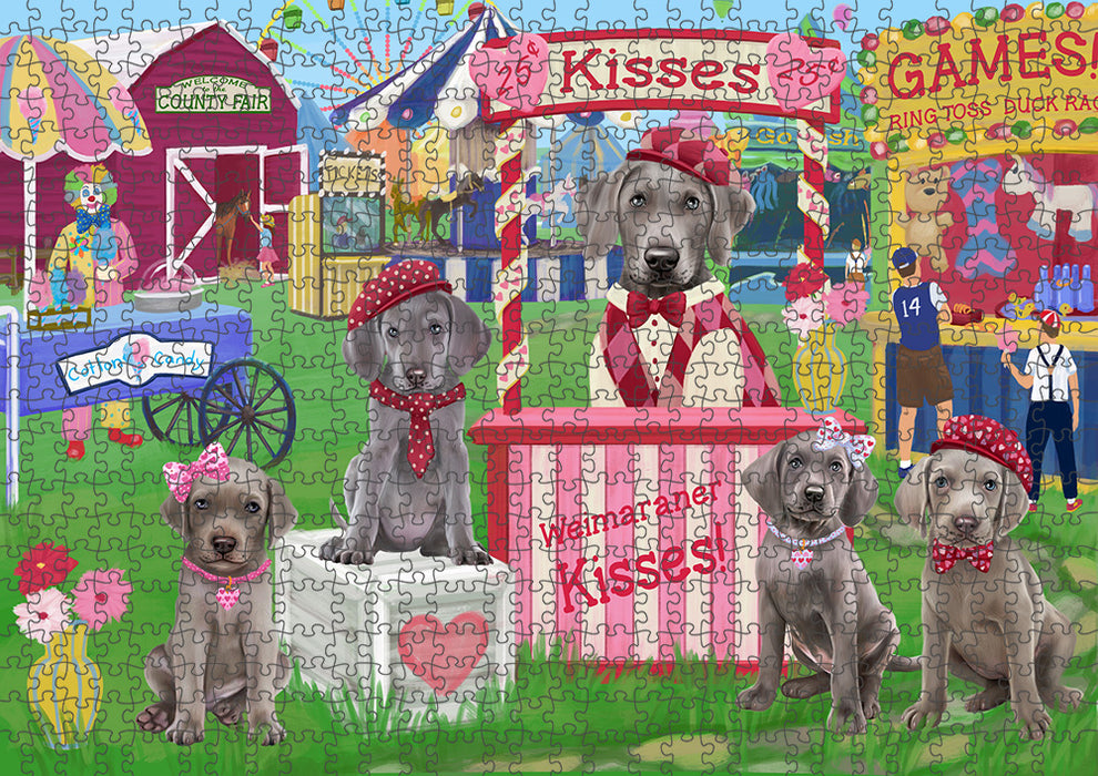 Carnival Kissing Booth Weimaraners Dog Puzzle with Photo Tin PUZL92396