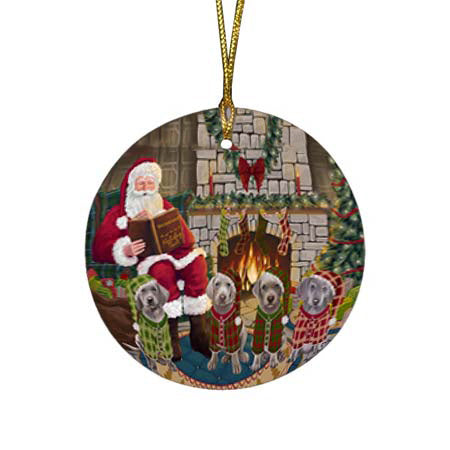 Christmas Cozy Holiday Tails Weimaraners Dog Round Flat Christmas Ornament RFPOR55754
