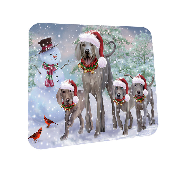 Christmas Running Family Dogs Weimaraners Dog Coasters Set of 4 CST54186