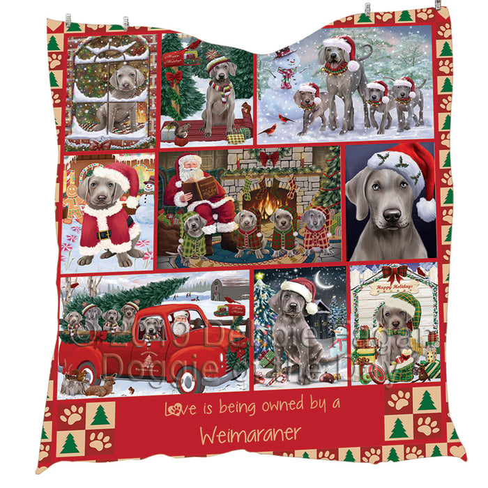 Love is Being Owned Christmas Weimaraner Dogs Quilt
