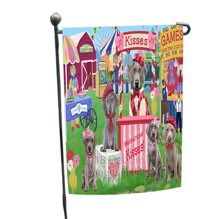 Carnival Kissing Booth Weimaraners Dog Garden Flag GFLG56596