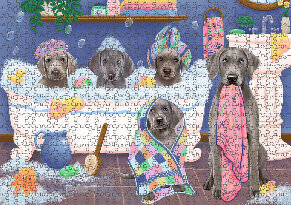 Rub A Dub Dogs In A Tub Weimaraners Dog Puzzle with Photo Tin PUZL95532