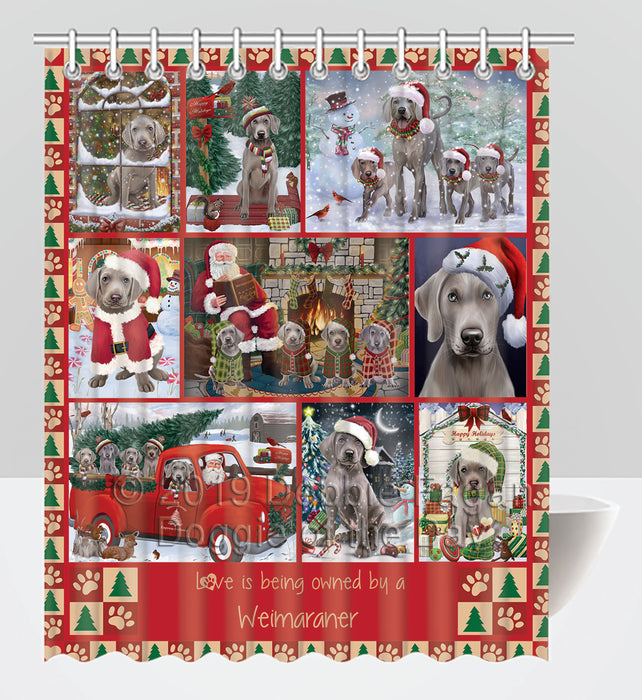 Love is Being Owned Christmas Weimaraner Dogs Shower Curtain