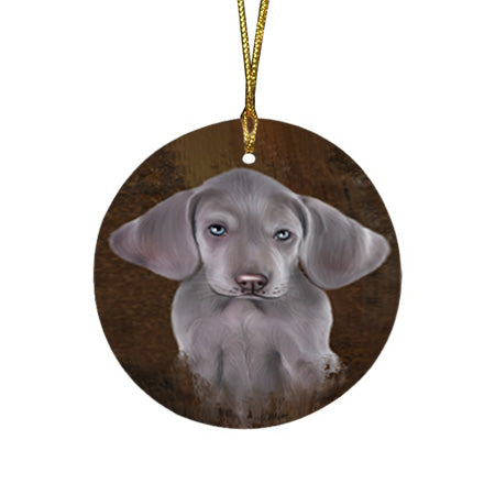 Rustic Weimaraner Dog Round Flat Christmas Ornament RFPOR54490