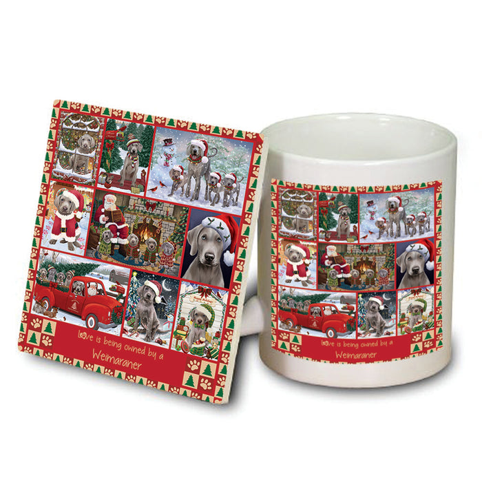 Love is Being Owned Christmas Weimaraner Dogs Mug and Coaster Set MUC57257