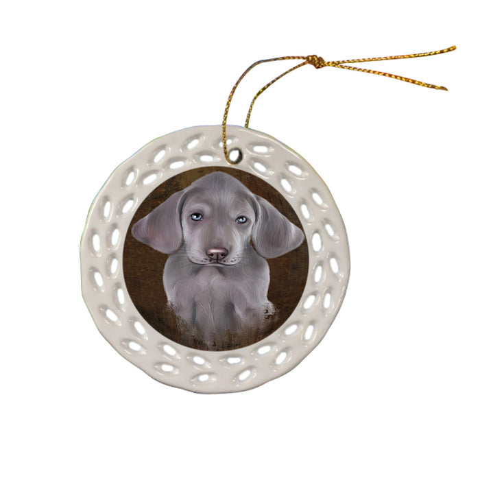 Rustic Weimaraner Dog Ceramic Doily Ornament DPOR54499