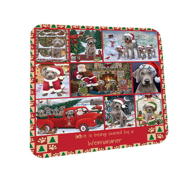 Love is Being Owned Christmas Weimaraner Dogs Coasters Set of 4 CST57223