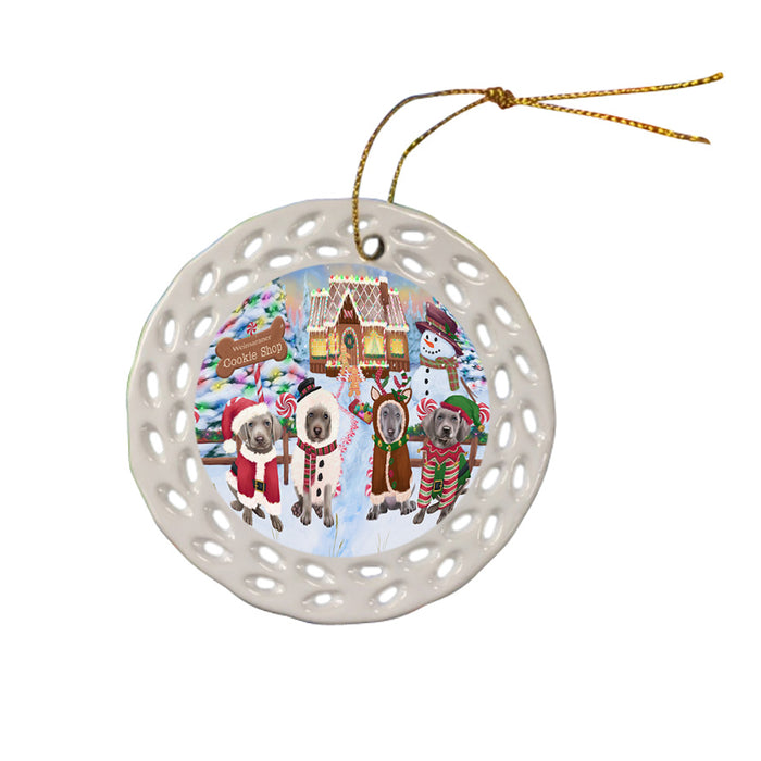 Holiday Gingerbread Cookie Shop Weimaraners Dog Ceramic Doily Ornament DPOR56986